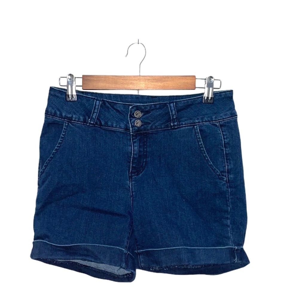 Earl Jeans Shorts Dark Blue Wash Denim Casual Modern Classic Mid Summer Size 6